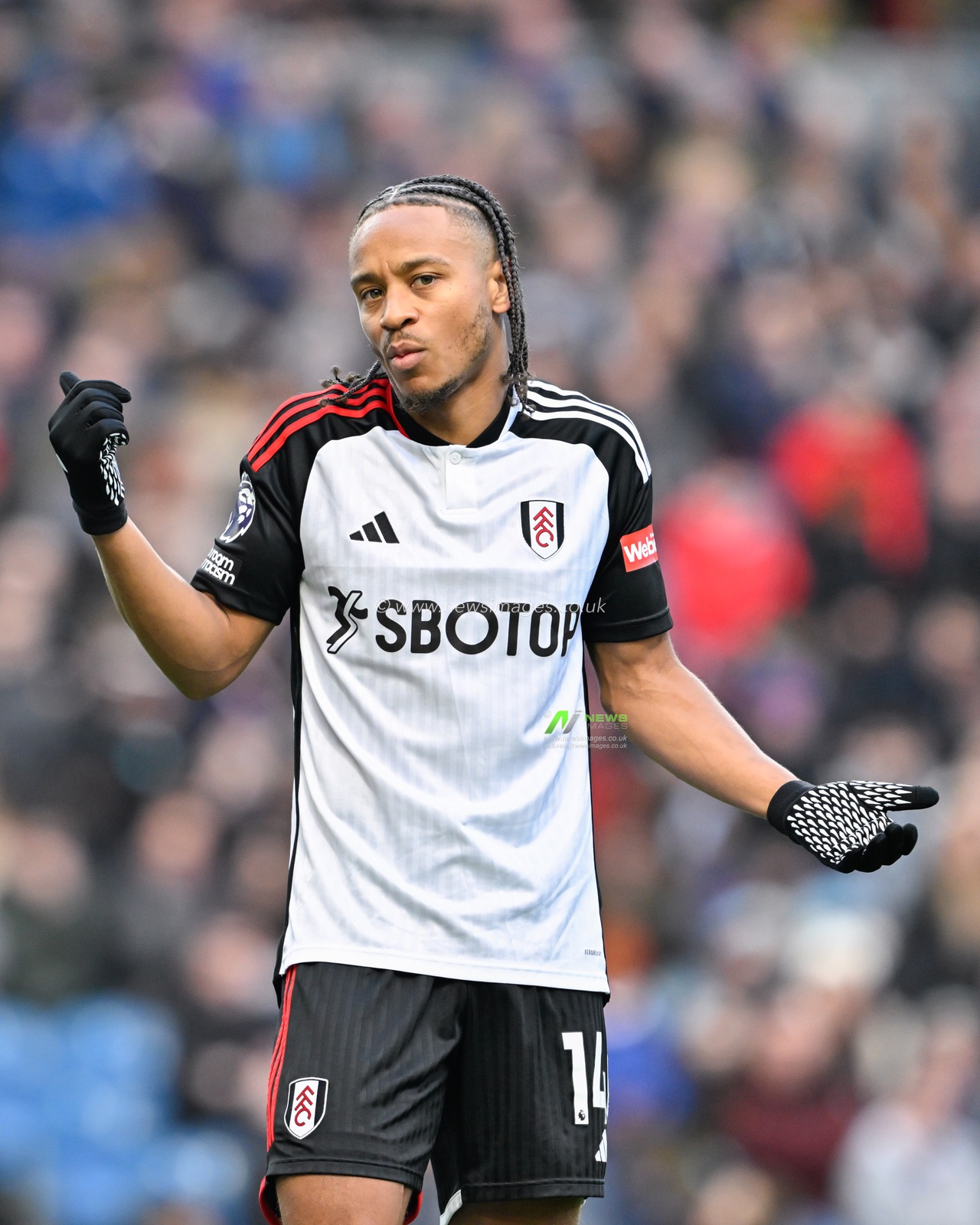 Bobby De Cordova-Reid of Fulham reacts, during the Premier League match Burnley vs Fulham at Turf Moor, Burnley, United Kingdom, 3rd February 2024

(Photo by Cody Froggatt/News Images)