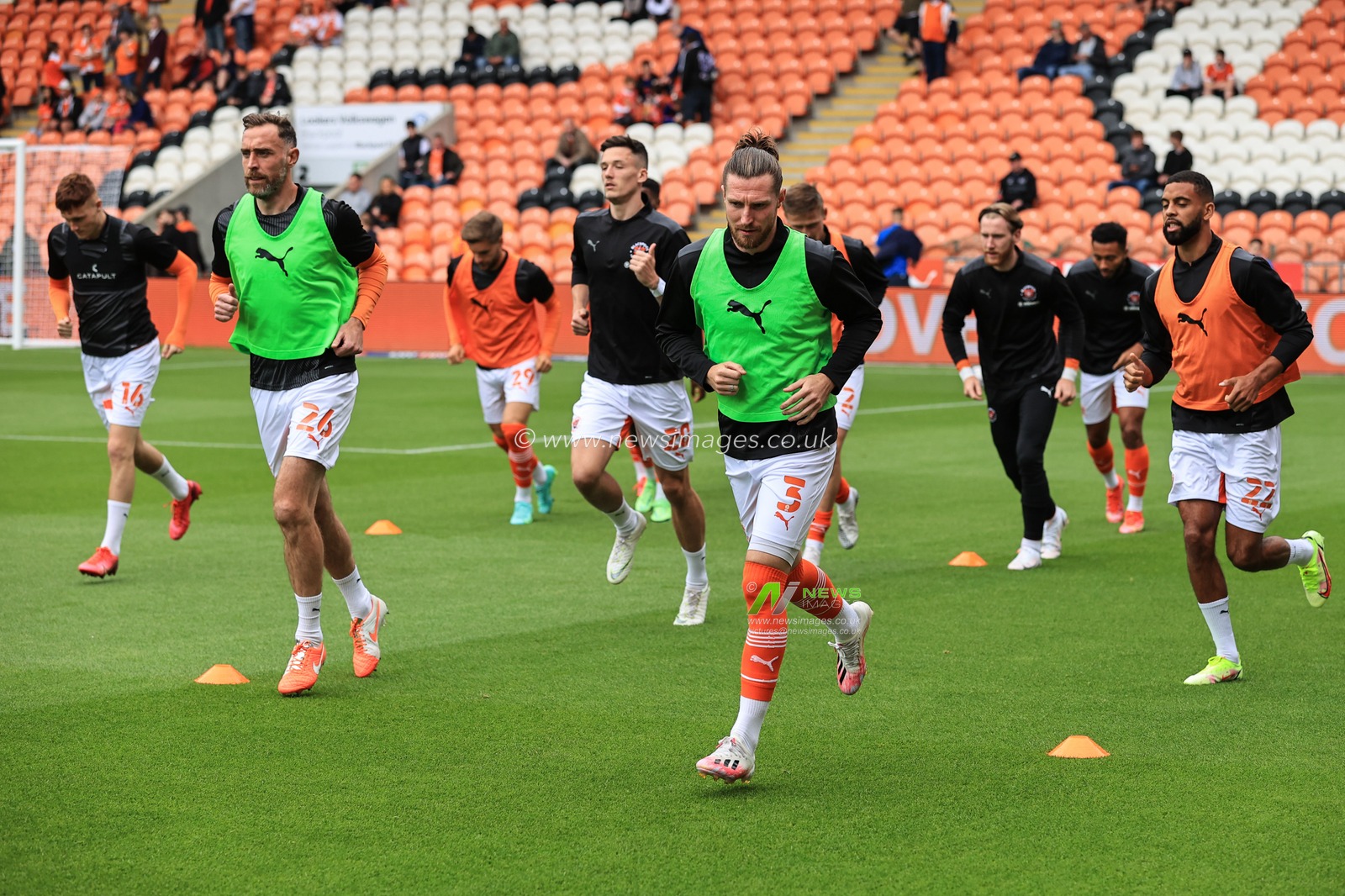 James Husband #3 of Blackpool during the pre-game warmup