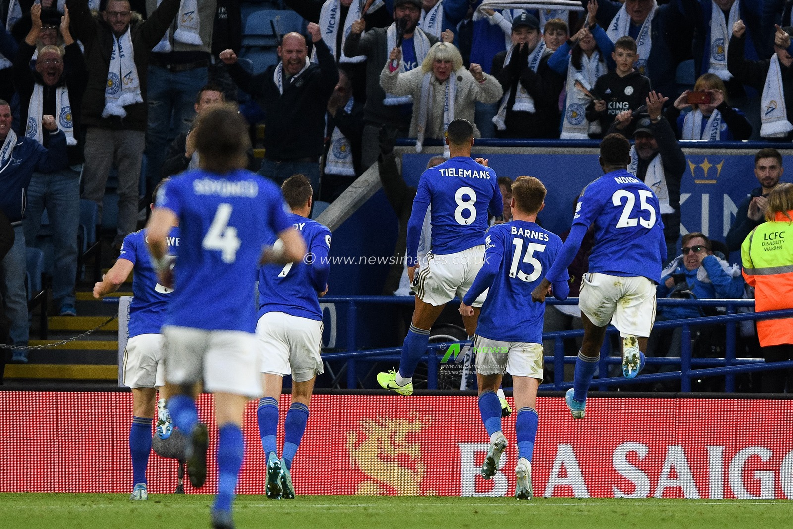 19th October 2019, King Power Stadium, Leicester, England; Premier League, Leicester City v Burnley : Youri Tielemans (8) of Leicester City celebrates after scoring a goal to make it 2-1 

Credit: Jon Hobley/News Images