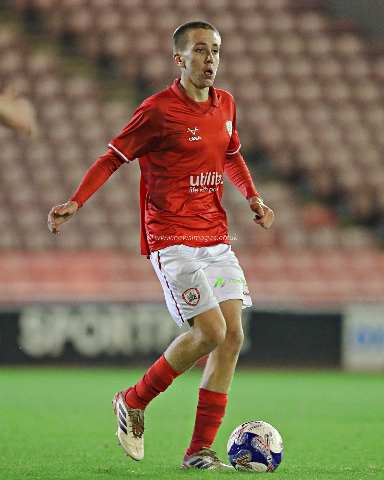 Tayo Dunne of Barnsley FC U18's during the FA Youth Cup U18’s round 2 match Barnsley vs Mansfield Town at Oakwell, Barnsley, United Kingdom, 17th November 2025(Photo by Sam Eaden/News Images)