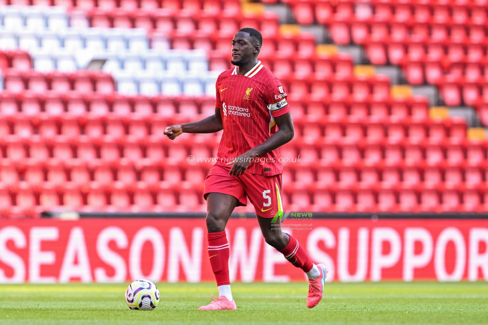 Ibrahima KonatÃ© of Liverpool in action during the Pre-season friendly match Liverpool vs Las Palmas at Anfield, Liverpool, United Kingdom, 11th August 2024

(Photo by Cody Froggatt/News Images)