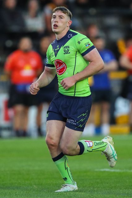 Matty Nicholson of Warrington Wolves during the Betfred Super League Round 23 match Castleford Tigers vs Warrington Wolves at The Mend-A-Hose Jungle, Castleford, United Kingdom, 23rd August 2024

(Photo by Gareth Evans/News Images)