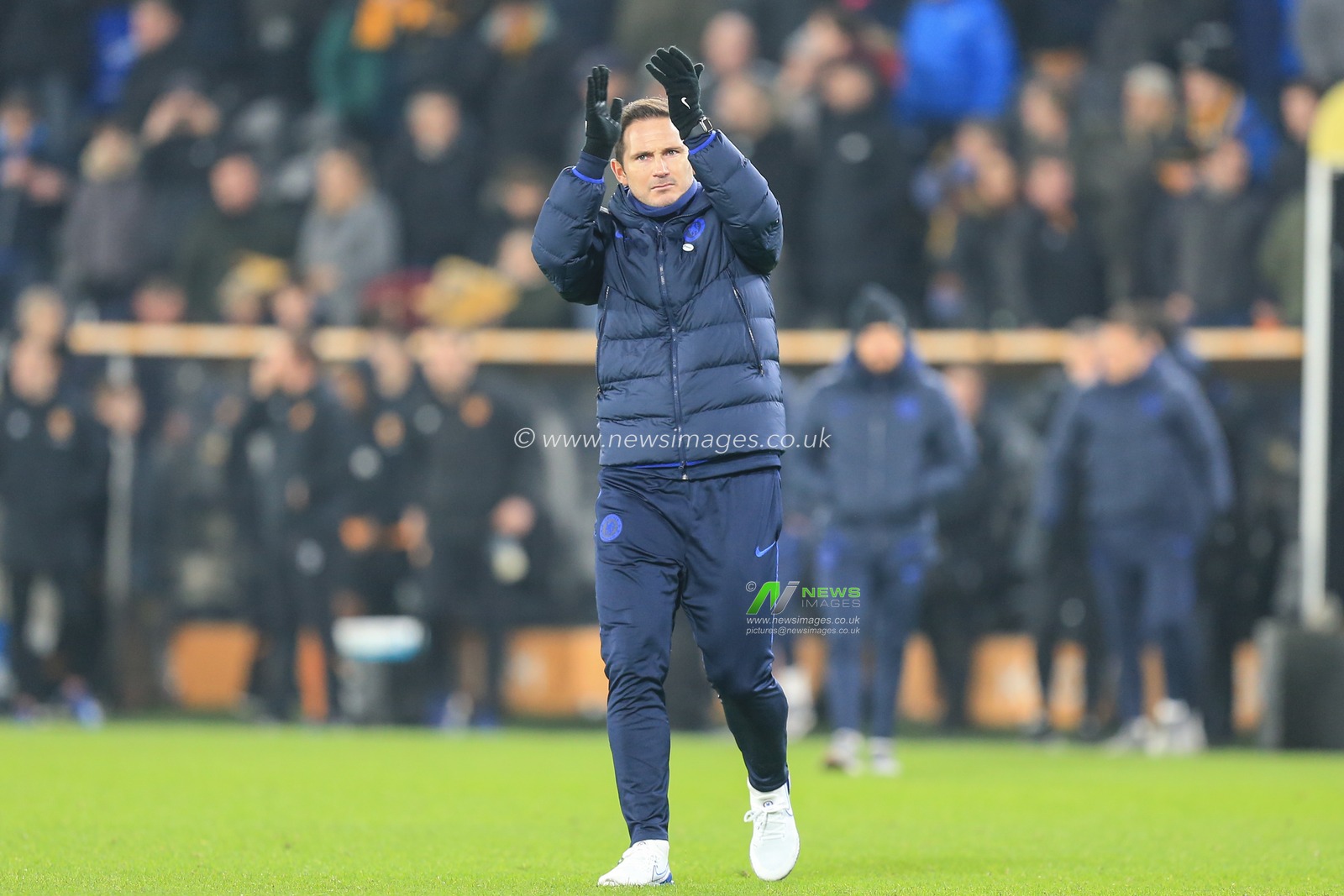 25th January 2020, KC Stadium, Kingston upon Hull, England; Emirates FA Cup, Hull City v Chelsea : Frank Lampard manager of Chelsea applauds the Chelsea fans