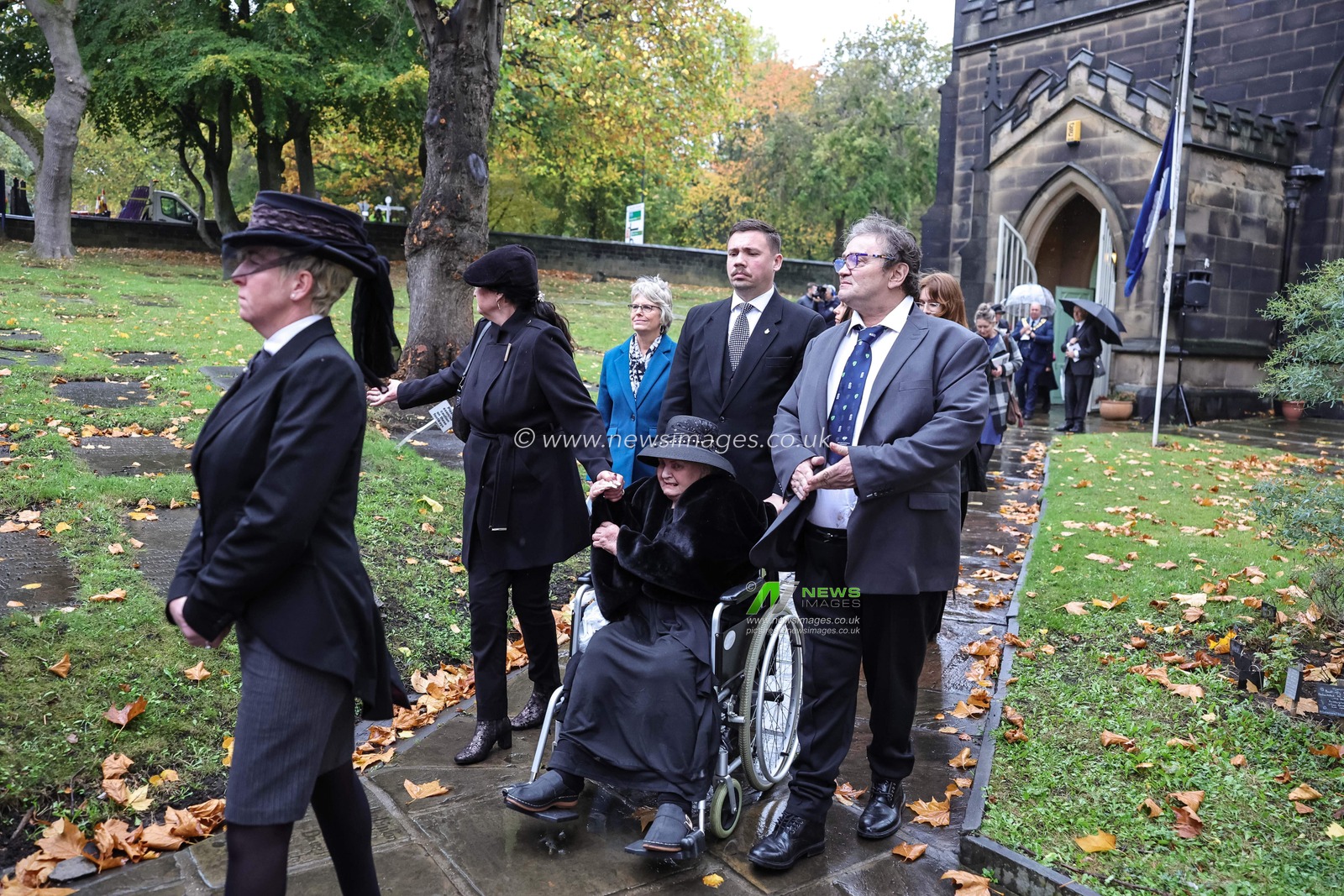 Harold Dennis “Dickie” Bird OBE family leave the church during the Funeral of Harold Dennis “Dickie” Bird OBE at St Mary's Church, Barnsley, United Kingdom, 19th October 2025

(Photo by Mark Cosgrove/News Images)