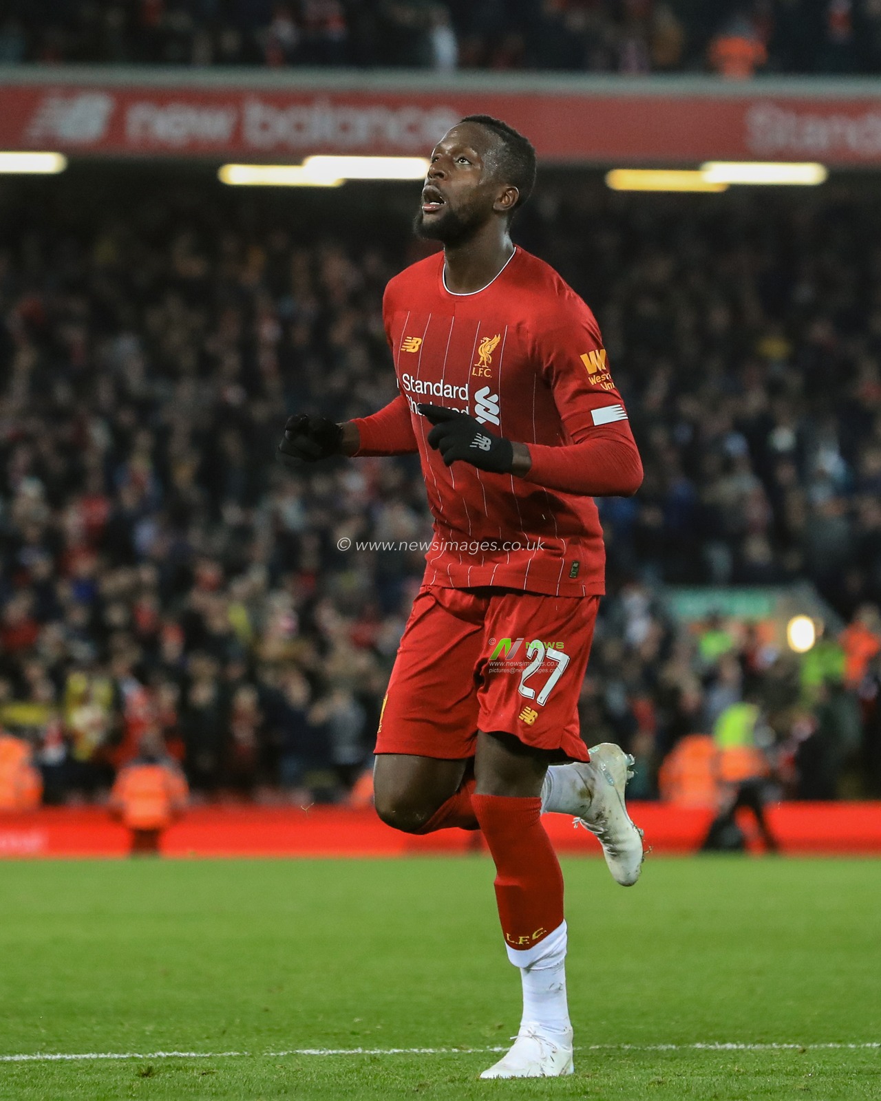 30th October 2019, Anfield, Liverpool, England; Carabao Cup, Liverpool v Arsenal : Divock Origi (27) of Liverpool celebrates his goal to make it 5-5

Credit: Mark Cosgrove/News Images