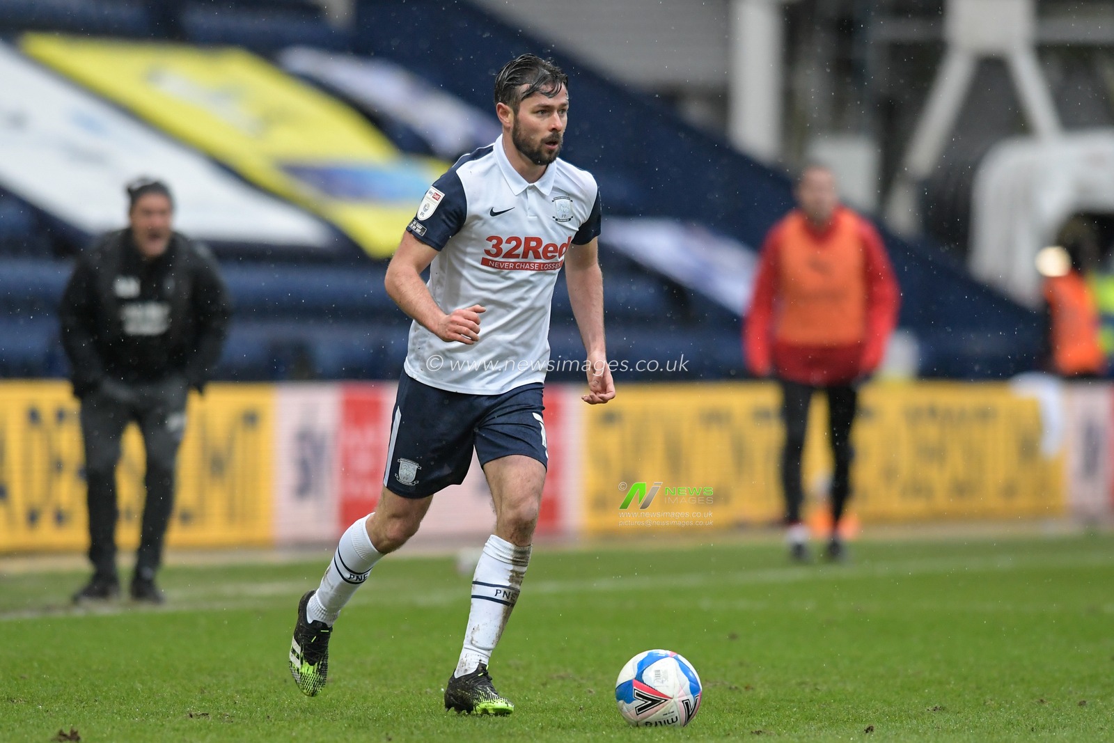 Joe Rafferty #15 of Preston North End runs with the ball