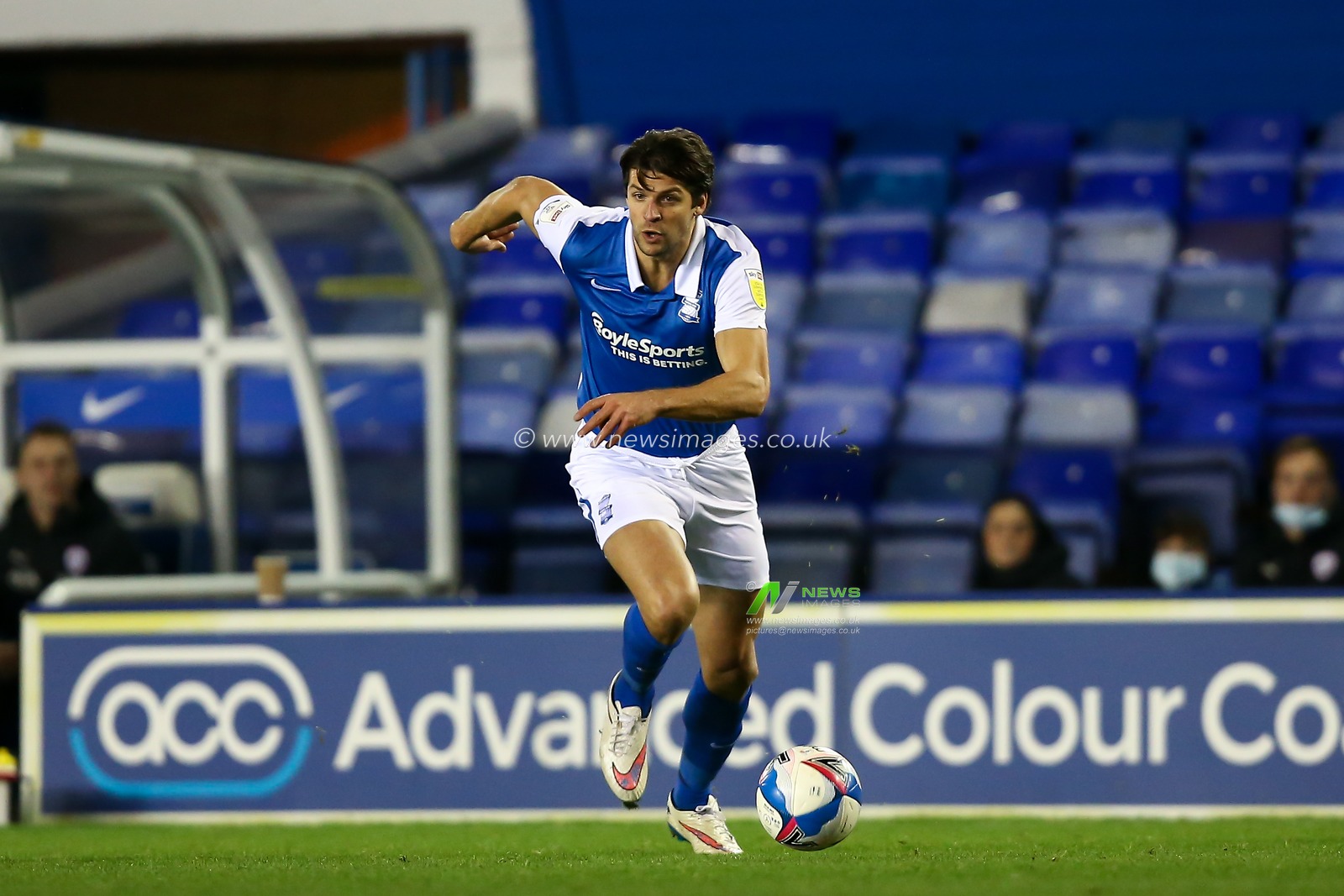 George Friend #5 of Birmingham City dribbles the ball