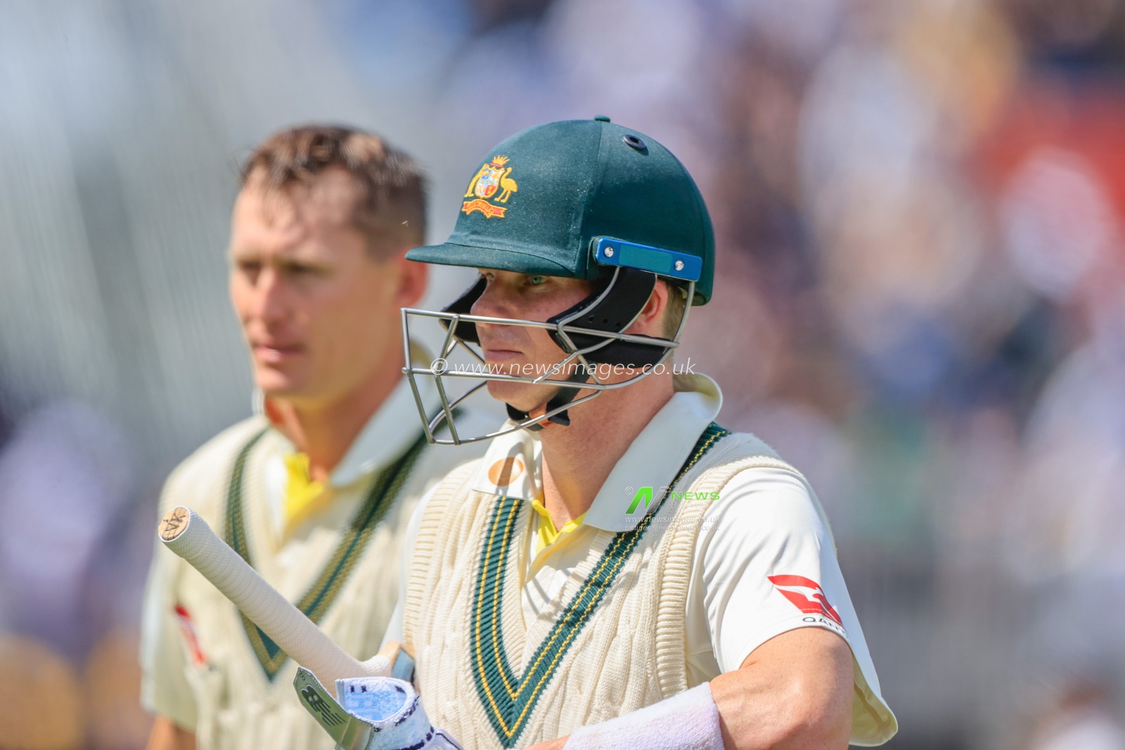 Steven Smith of Australia and Marnus Labuschagne of Australia leave the field for lunch during the LV= Insurance Ashes Fourth Test Series Day One England vs Australia at Old Trafford, Manchester, United Kingdom, 19th July 2023

(Photo by Conor Molloy/News Images)