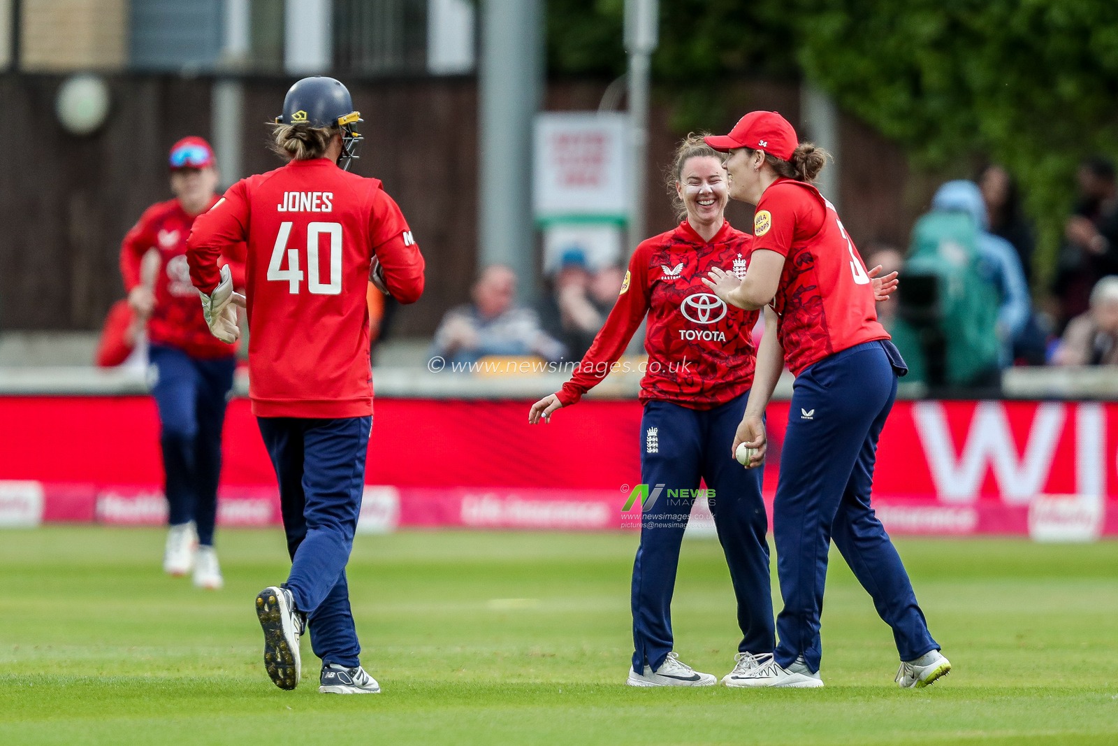 Linsey Smith of England Women celebrates after the dismissal of Jahzara Claxton of West Indies Women during the 3rd Vitality IT20 Series match England Women vs West Indies Women at The Cloud County Ground, Chelmsford, United Kingdom, 26th May 2025

(Photo by Izzy Poles/News Images)