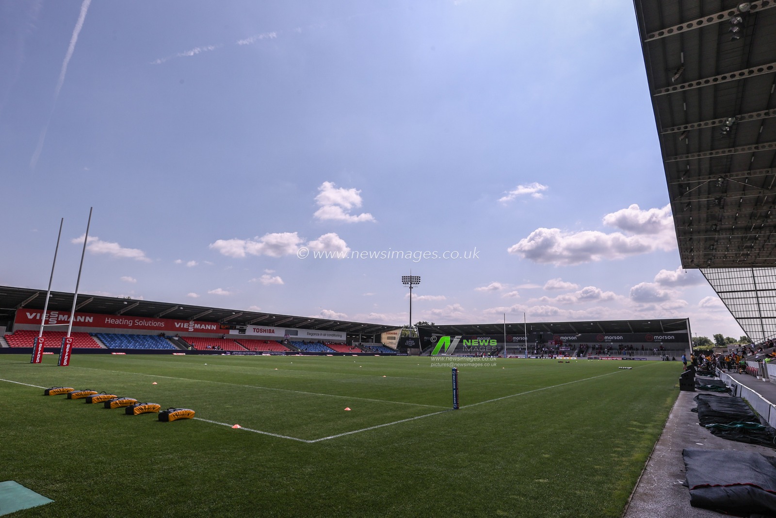 A general view of Salford Community Stadium during the Betfred Super League Round 18 match Salford Red Devils vs Castleford Tigers at Salford Community Stadium, Eccles, United Kingdom, 13th July 2025

(Photo by Alfie Cosgrove/News Images)