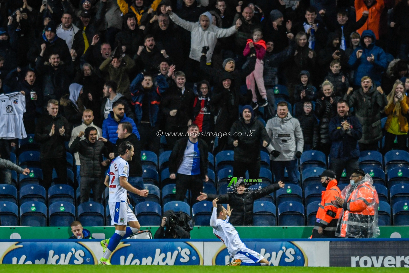 Ian Poveda #30 of Blackburn Rovers celebrates scoring a goal to make it 3-1