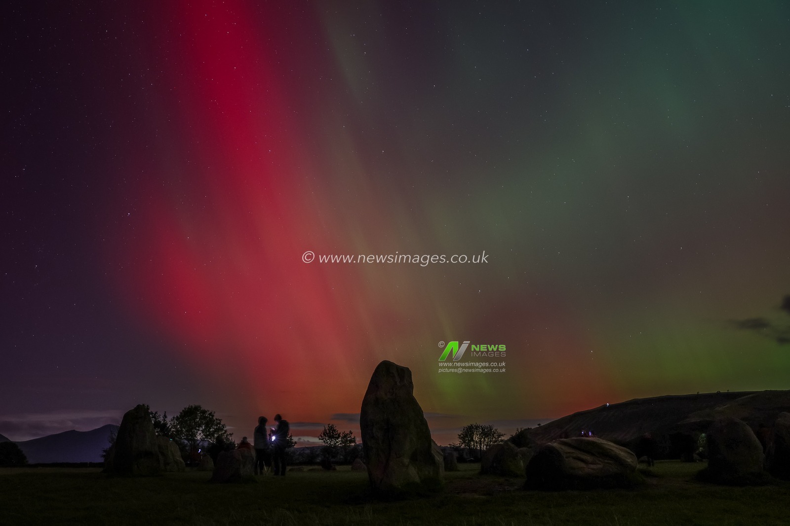 Northern Lights also know as the Aurora Borealis shines over Castlerigg Stone Circle near, Keswick, Lake District, Cumbria, United Kingdom, 10th October 2024

(Photo by Mark Cosgrove/News Images)