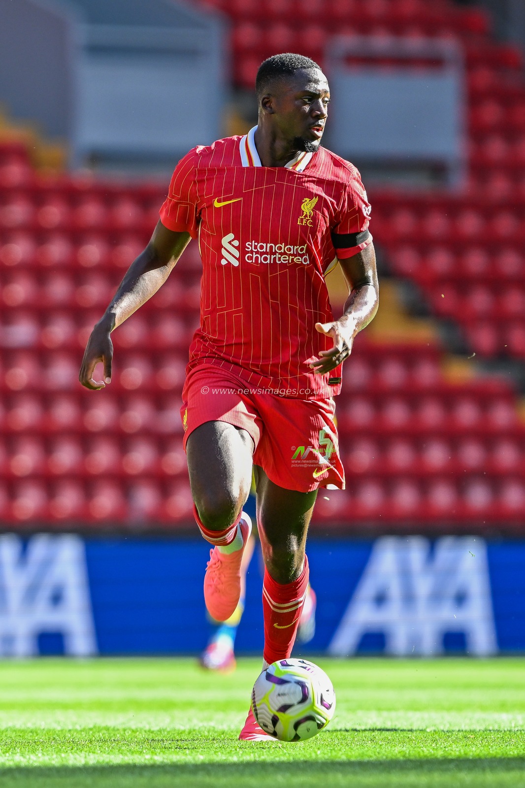 Ibrahima KonatÃ© of Liverpool in action during the Pre-season friendly match Liverpool vs Las Palmas at Anfield, Liverpool, United Kingdom, 11th August 2024

(Photo by Cody Froggatt/News Images)