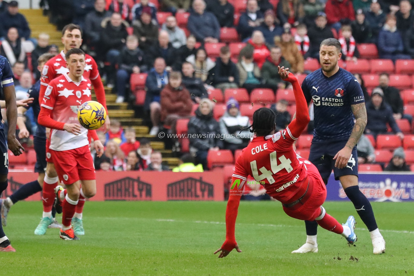 Devante Cole of Barnsley takes a shot on goal during the Sky Bet League 1 match Barnsley vs Leyton Orient at Oakwell, Barnsley, United Kingdom, 10th February 2024

(Photo by Alfie Cosgrove/News Images)