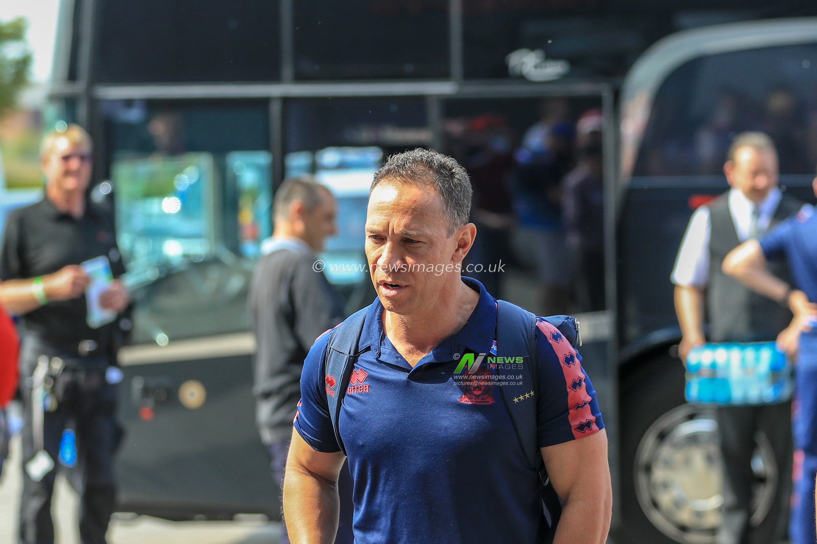 22nd April 2019 ,  AJ Bell Stadium, Salford, England;  Betfred Super League, Round 12, Salford Red Devils vs Wigan Warriors ; Adrian Lam head coach of Wigan Warriors  arrives for todays game 

Credit: Mark Cosgrove/News Images