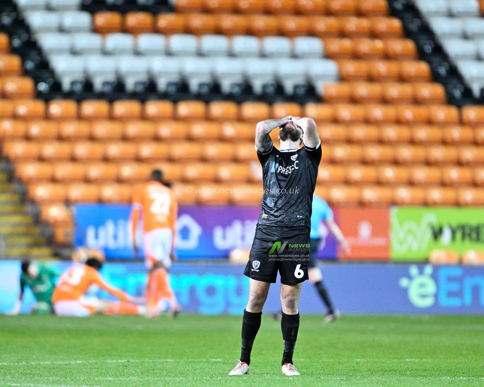 Ryan Sweeney of Burton Albion reacts to a late miss by Burton Albion, during the Bristol Street Motors Trophy match Blackpool vs Burton Albion at Bloomfield Road, Blackpool, United Kingdom, 10th January 2024

(Photo by Cody Froggatt/News Images)