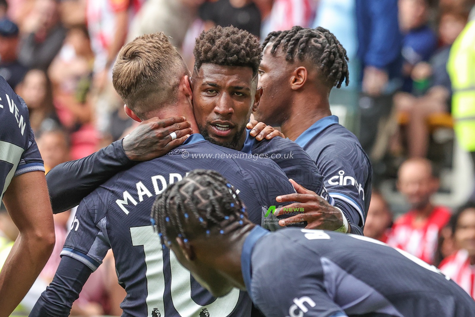 Emerson Royal Tottenham Hotspur celebrates his goal to make it 2-2 during the Premier League match Brentford vs Tottenham Hotspur at Brentford Community Stadium, London, United Kingdom, 13th August 2023

(Photo by Mark Cosgrove/News Images)