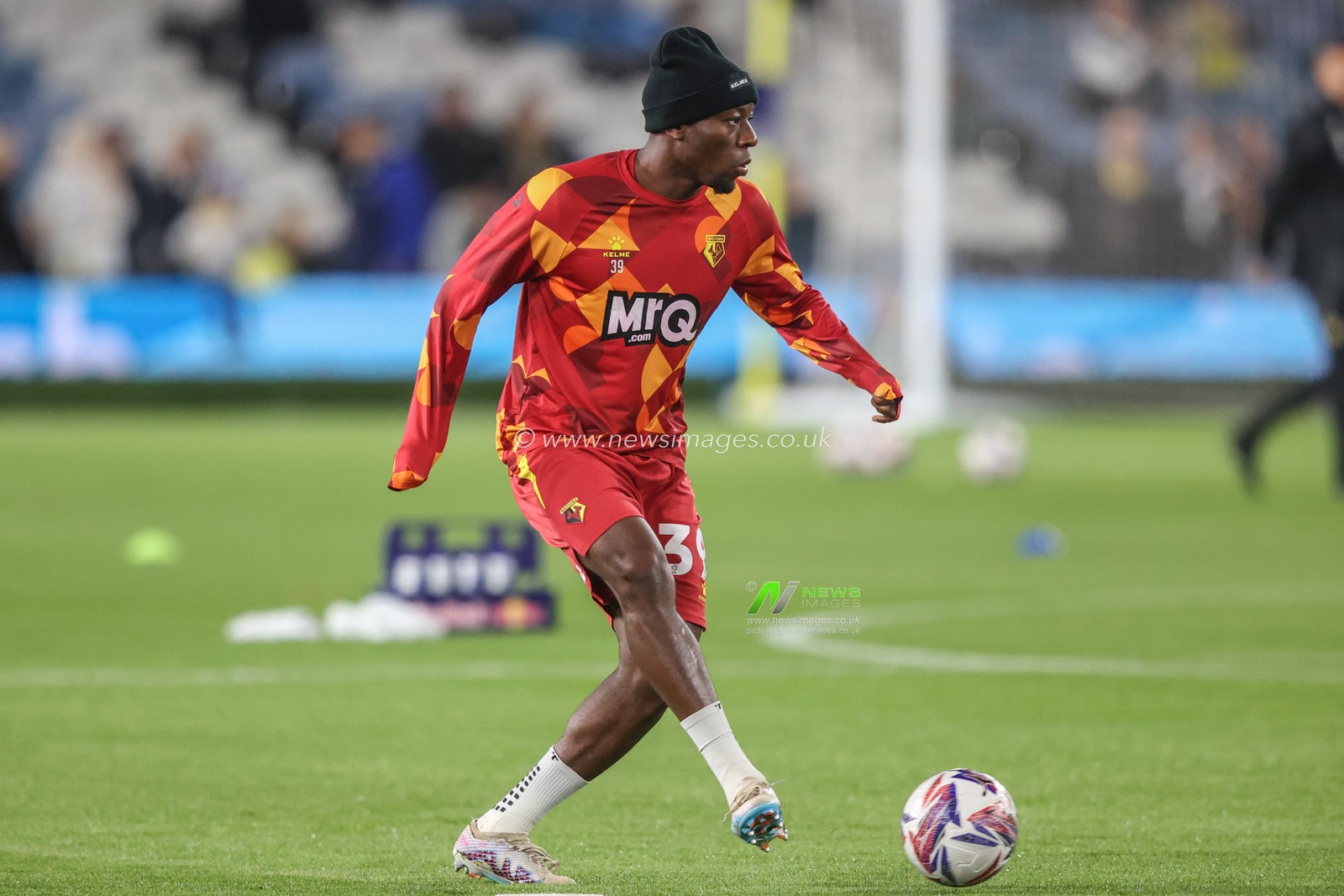 Edo Kayembe of Watford in the pregame warmup session during the Sky Bet Championship match Leeds United vs Watford at Elland Road, Leeds, United Kingdom, 22nd October 2024

(Photo by Alfie Cosgrove/News Images)