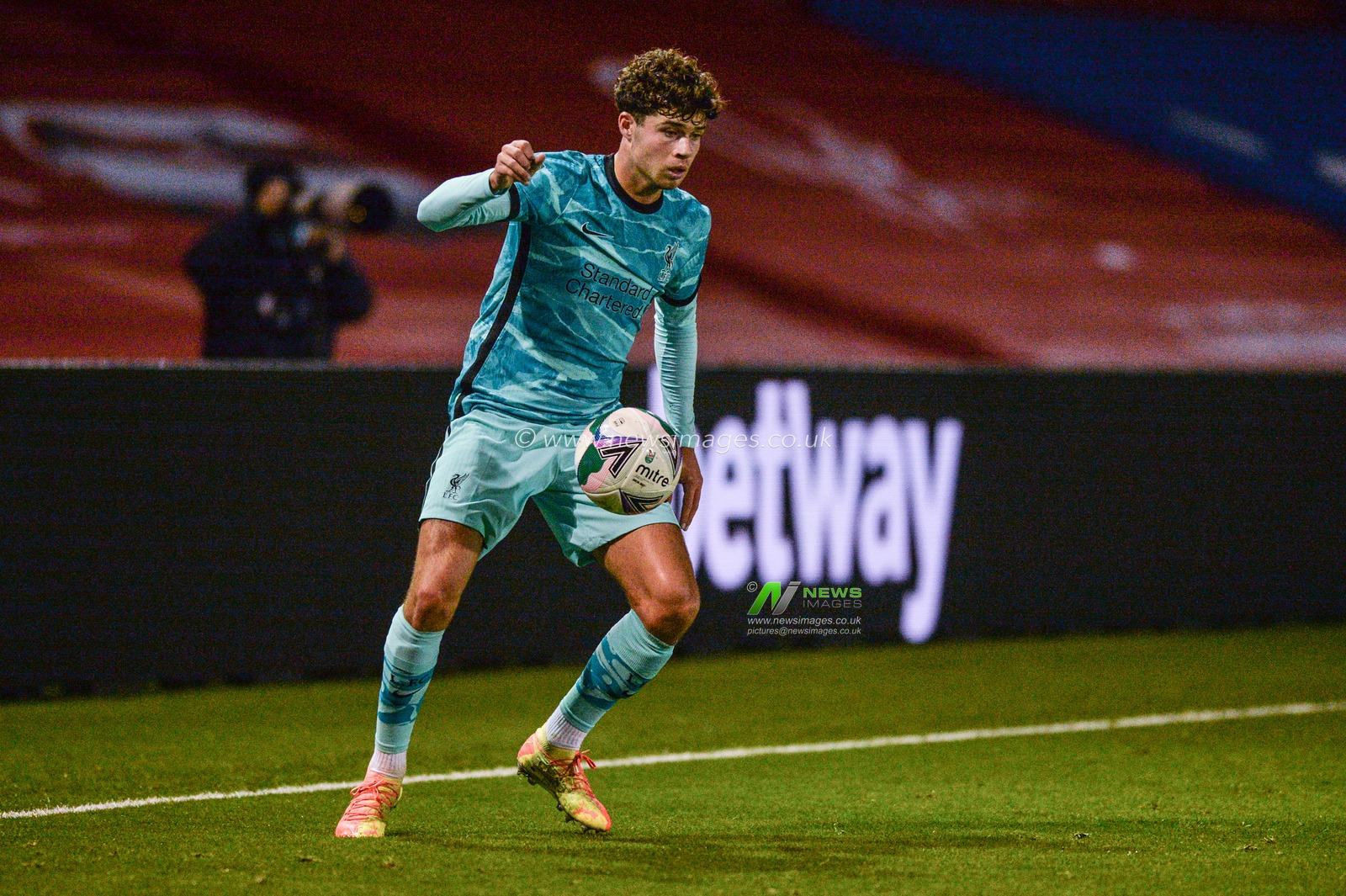 Curtis Jones (17) of Liverpool in action.