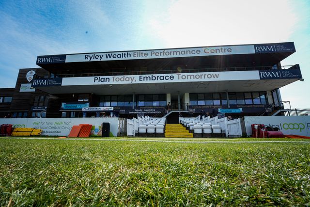A general view of the pavilion during County Championship Division Two Derbyshire v Gloucestershire at The Central Co-Op County Ground, Derby, United Kingdom on 26 April 2026

(Photo by Maynard Manyowa/News Images)