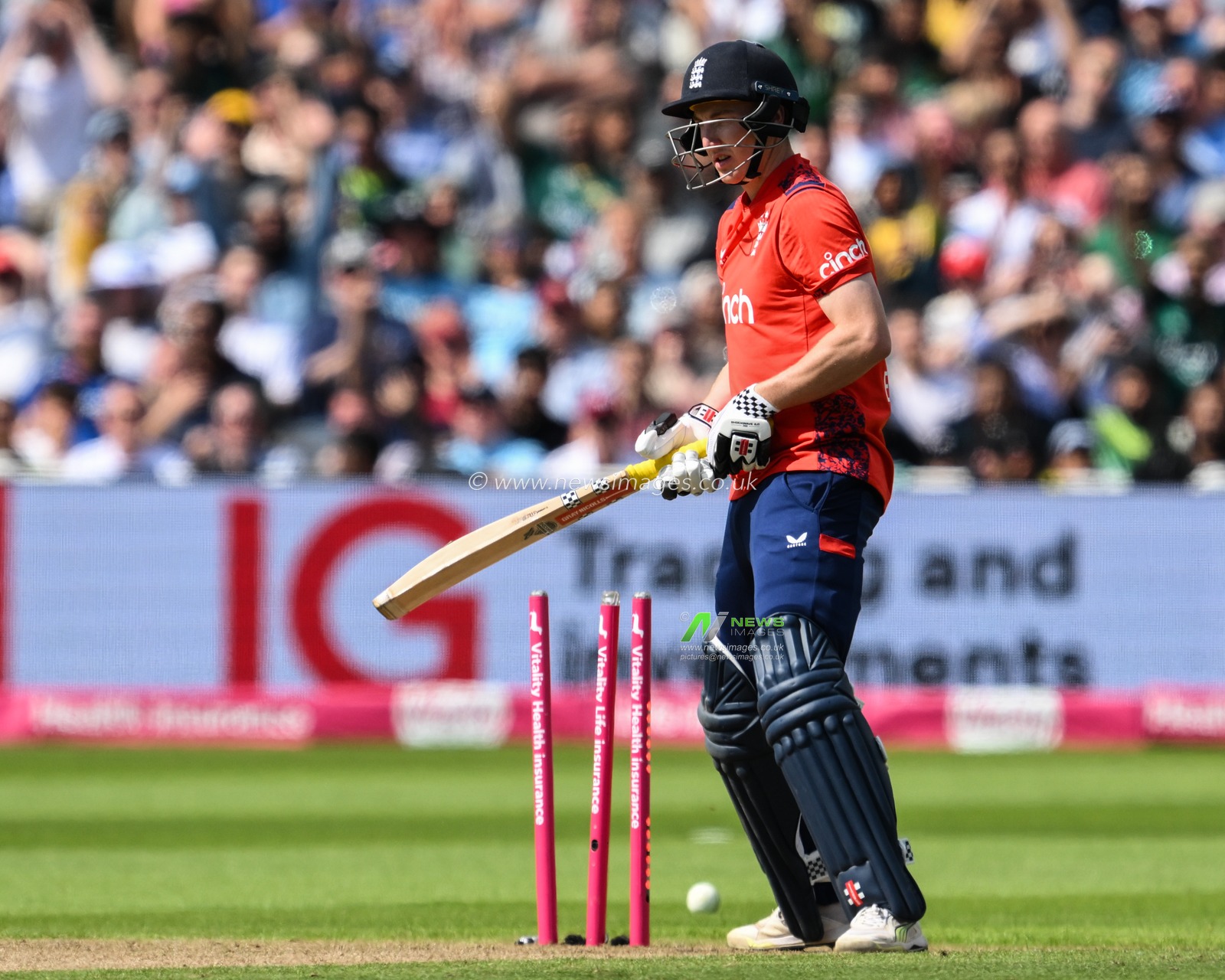 Harry Brook of England is bowled out by Imad Wasim of Pakistan during the Vitality T20 International Series match England vs Pakistan at Edgbaston, Birmingham, United Kingdom, 25th May 2024

(Photo by Craig Thomas/News Images)