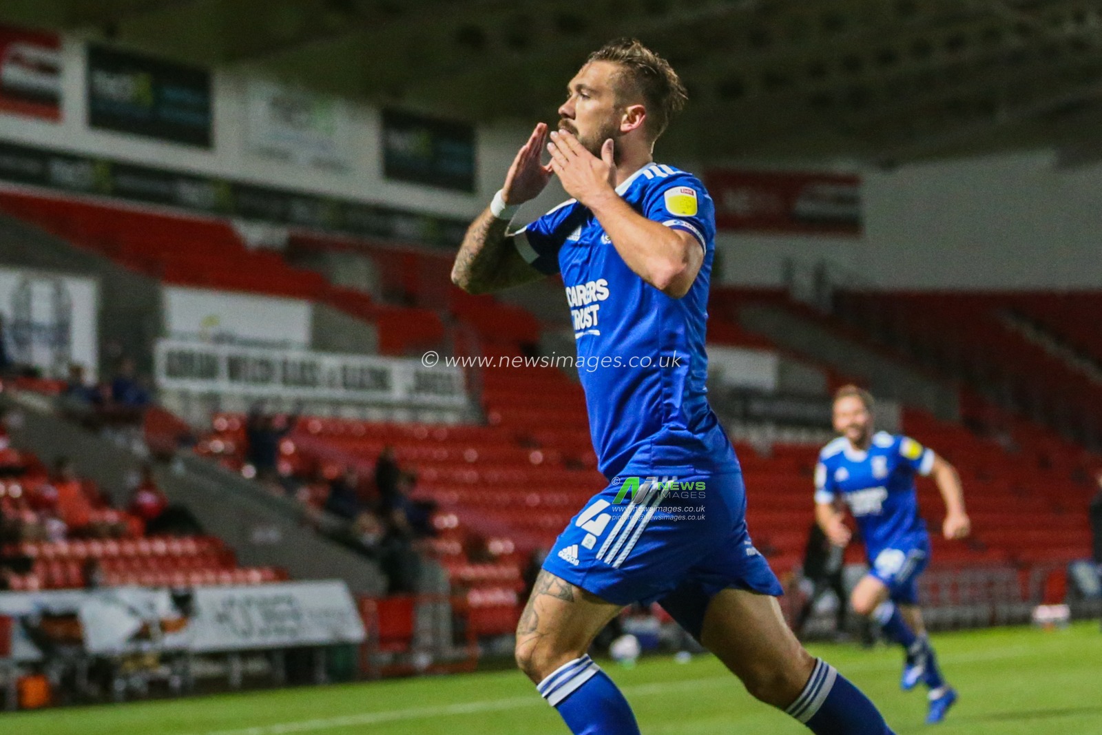 Luke Chambers (4) of Ipswich Town celebrates his goal to make it 0-1