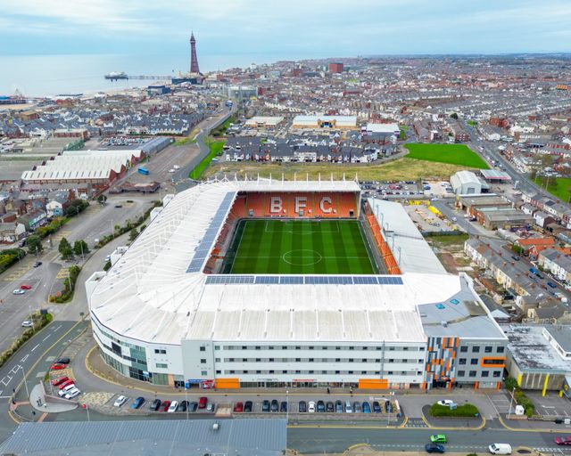 General and aerial ground views of Bloomfield Road, home ground for Blackpool Football Club, prior to the Sky Bet League 1 match Blackpool vs Luton Town at Bloomfield Road, Blackpool, United Kingdom, 30th September 2025

(Photo by Adam Gee/News Images)