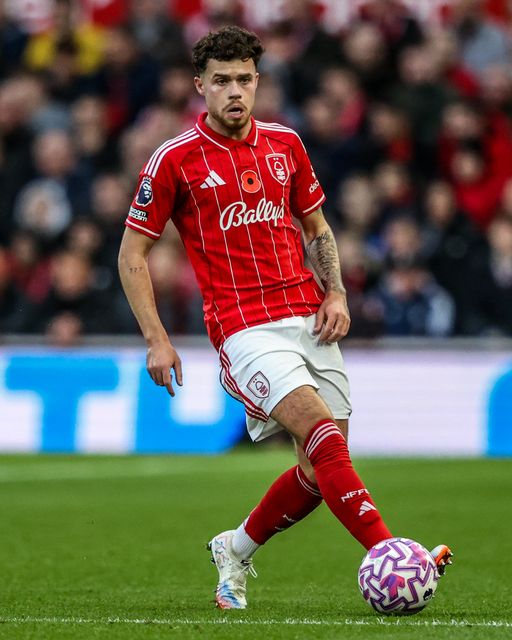 Neco Williams of Nottingham Forest in action during the Premier League match Nottingham Forest vs Manchester United at City Ground, Nottingham, United Kingdom, 1st November 2025

(Photo by Alfie Cosgrove/News Images)

*** GER AUT SUI OUT ***
