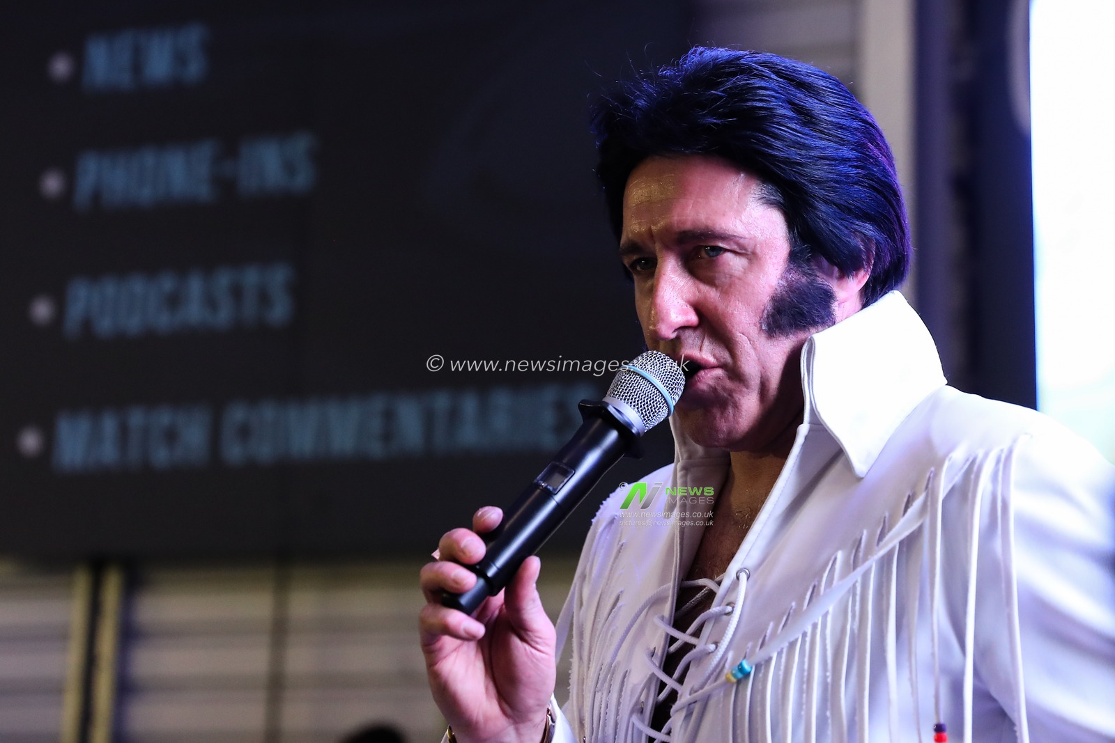 An Elvis tribute act performs ahead of the Betfred Super League Round 2 match Warrington Wolves vs Catalans Dragons at Luke Littler Stadium, Warrington, United Kingdom, 21st February 2025

(Photo by Gareth Evans/News Images)