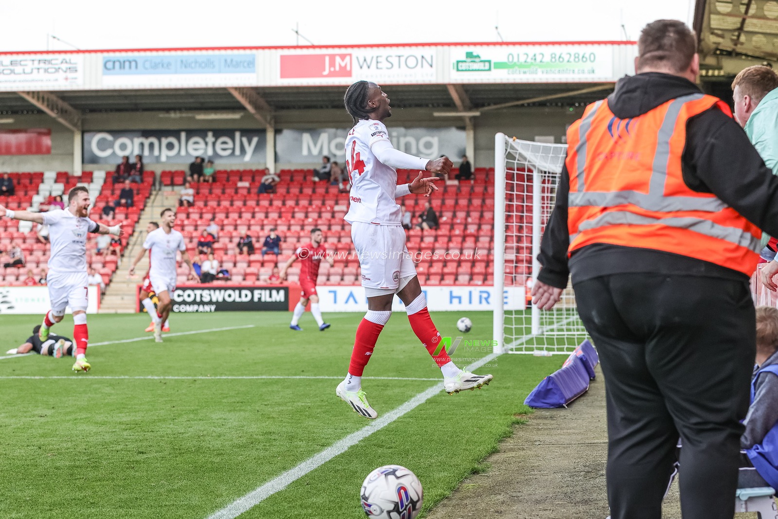 Devante Cole #44 of Barnsley celebrates his goal to make it 0-1 during the Sky Bet League 1 match Cheltenham Town vs Barnsley at The Jonny-Rocks Stadium, Cheltenham, United Kingdom, 2nd September 2023

(Photo by Mark Cosgrove/News Images)