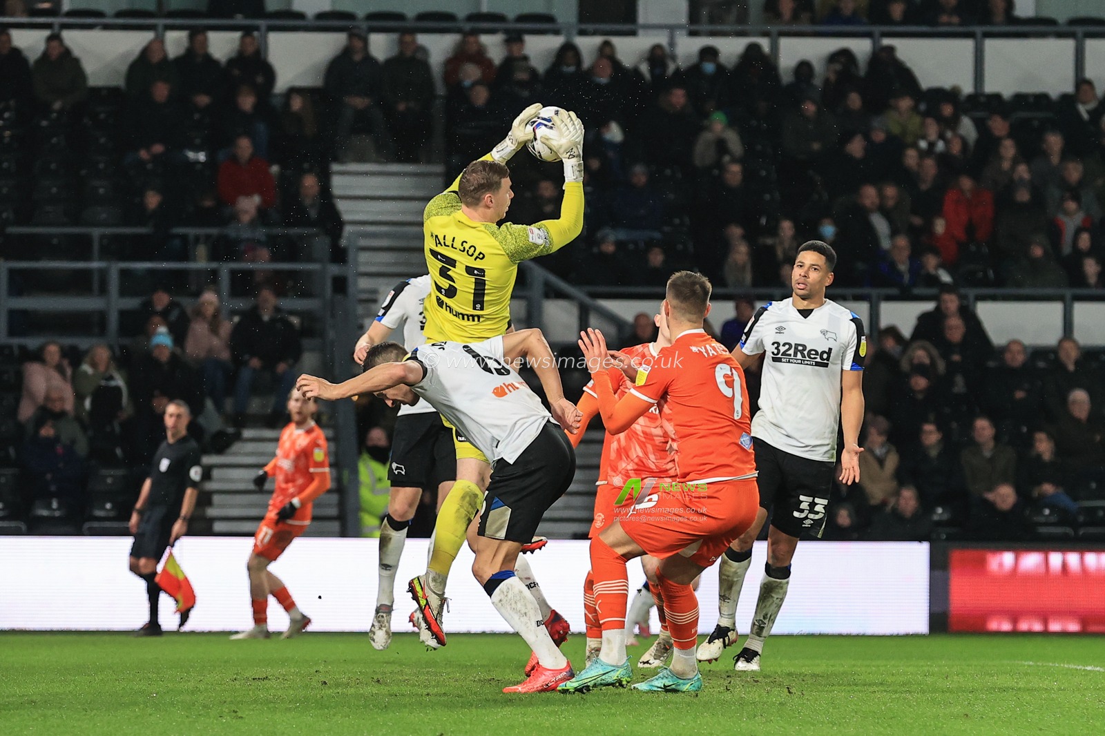 Ryan Allsop #31 of Derby County collects the ball