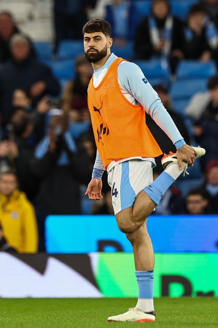 JoÅ¡ko Gvardiol of Manchester City stretches during the pre-game warmup ahead of the Premier League match Manchester City vs Aston Villa at Etihad Stadium, Manchester, United Kingdom, 3rd April 2024

(Photo by Mark Cosgrove/News Images)