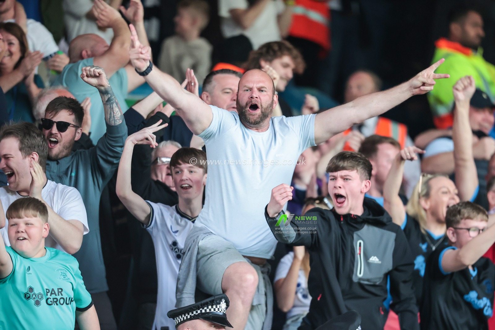 Leeds fans celebrate as their team take the lead during the Sky Bet Championship match Leeds United vs Preston North End at Elland Road, Leeds, United Kingdom, 12th April 2025

(Photo by Richard Bierton/News Images)