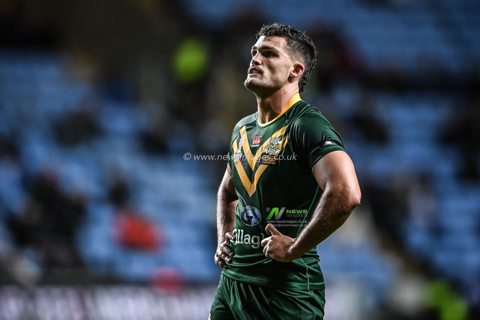 Nathan Cleary of Australia during the Rugby League World Cup 2021 match Australia vs Scotland at Coventry Building Society Arena, Coventry, United Kingdom, 21st October 2022

(Photo by Craig Thomas/News Images)
