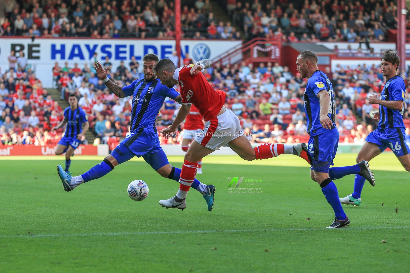 1st September 2018, Oakwell, Barnsley, England; Sky Bet League One, Barnsley v Gillingham ; Daniel Pinillos (23) of Barnsley crosses the ball