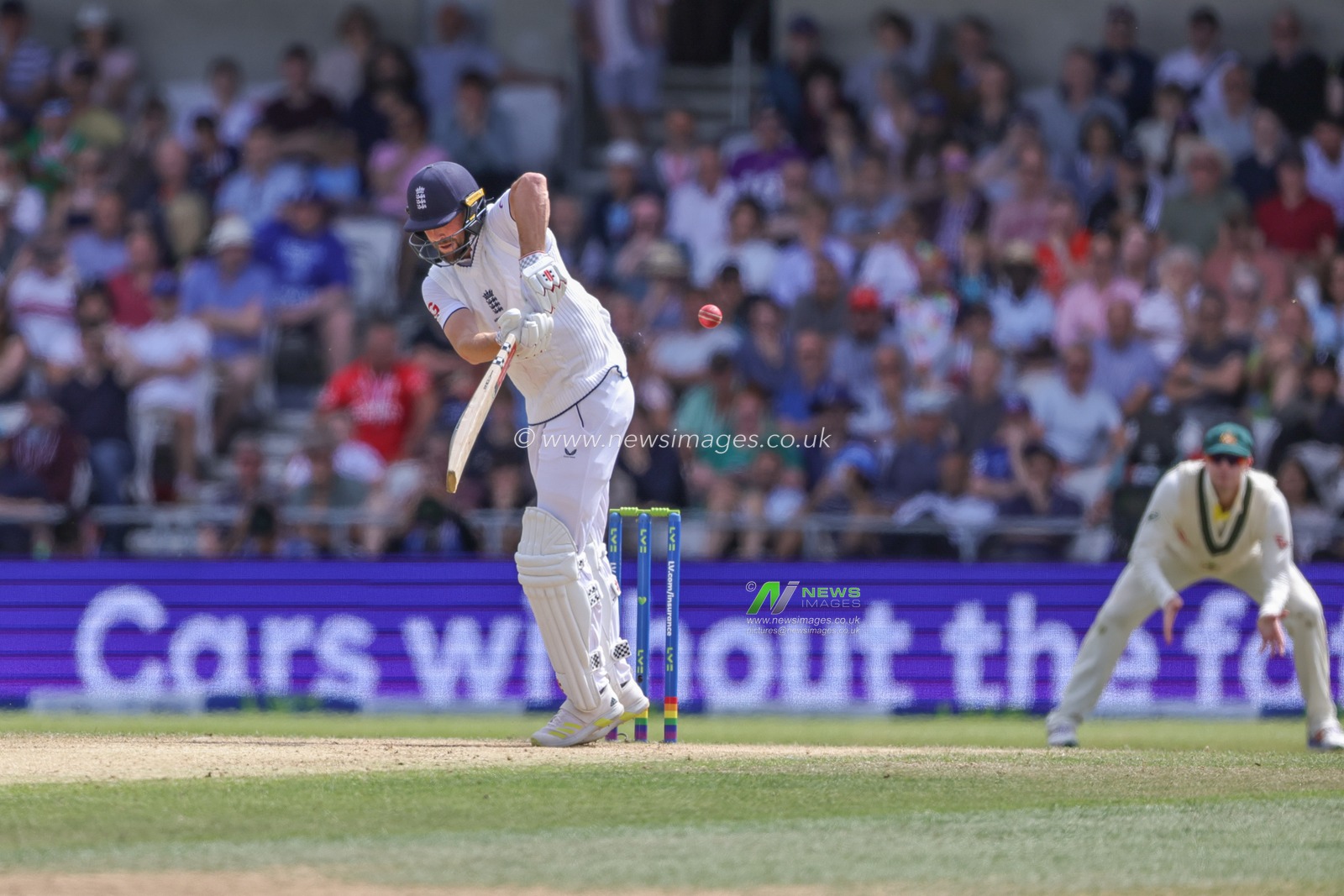 Chris Woakes of England hits the ball to the boundary for four runs during the LV= Insurance Ashes Third Test Series Day 4 England vs Australia at Headingley Stadium, Leeds, United Kingdom, 9th July 2023

(Photo by Mark Cosgrove/News Images)