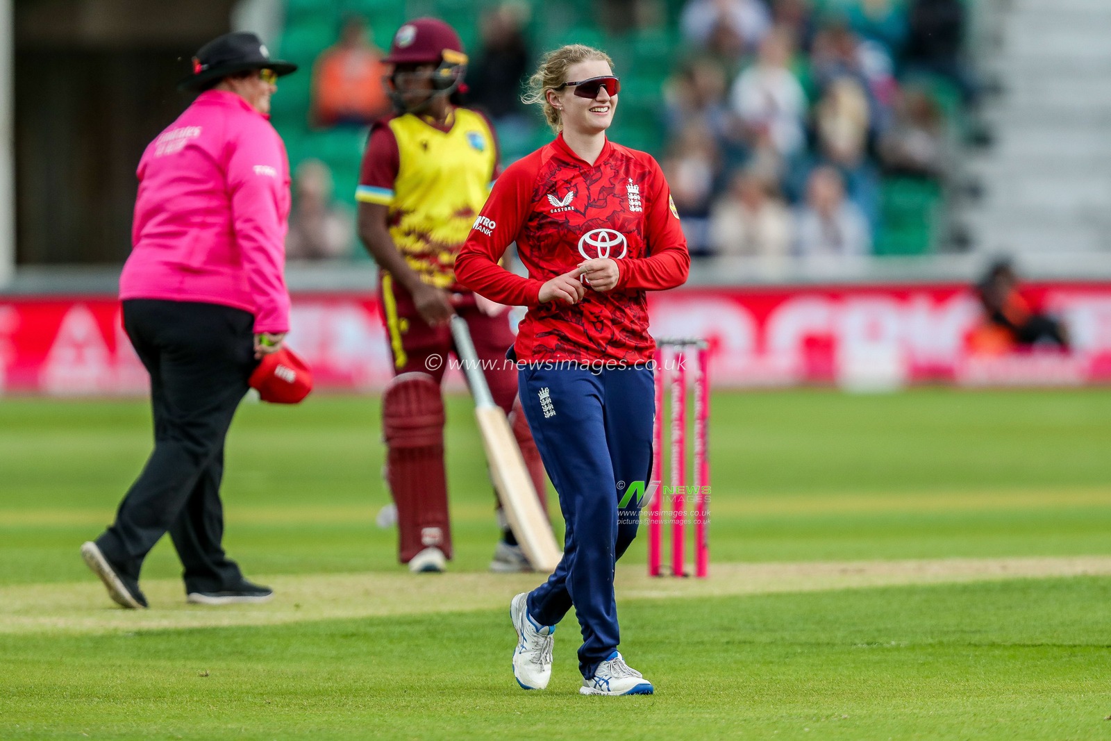 England Women celebrate winning the series 3-0 following the 3rd Vitality IT20 Series match England Women vs West Indies Women at The Cloud County Ground, Chelmsford, United Kingdom, 26th May 2025

(Photo by Izzy Poles/News Images)