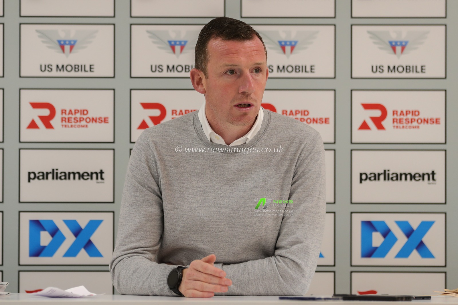 Neill Collins Head coach of Barnsley speaks in the post match press conference during the Sky Bet League 1 match Barnsley vs Portsmouth at Oakwell, Barnsley, United Kingdom, 19th September 2023

(Photo by Alfie Cosgrove/News Images)