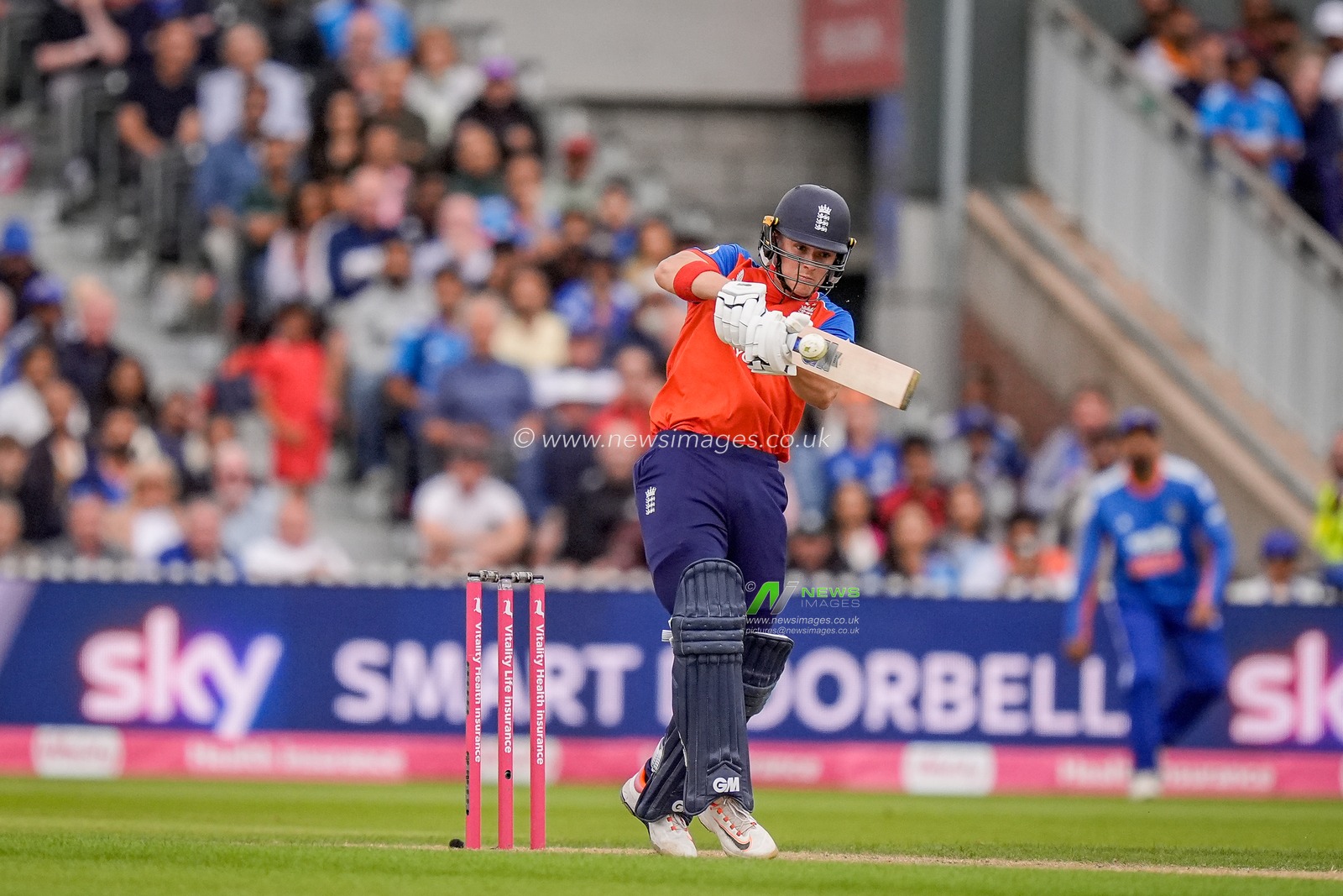 Sam Curran pulls the ball during the Second Vitality T20 International match England vs India at Old Trafford, Manchester, United Kingdom on 04 July 2026

(Photo by Maynard Manyowa/News Images)