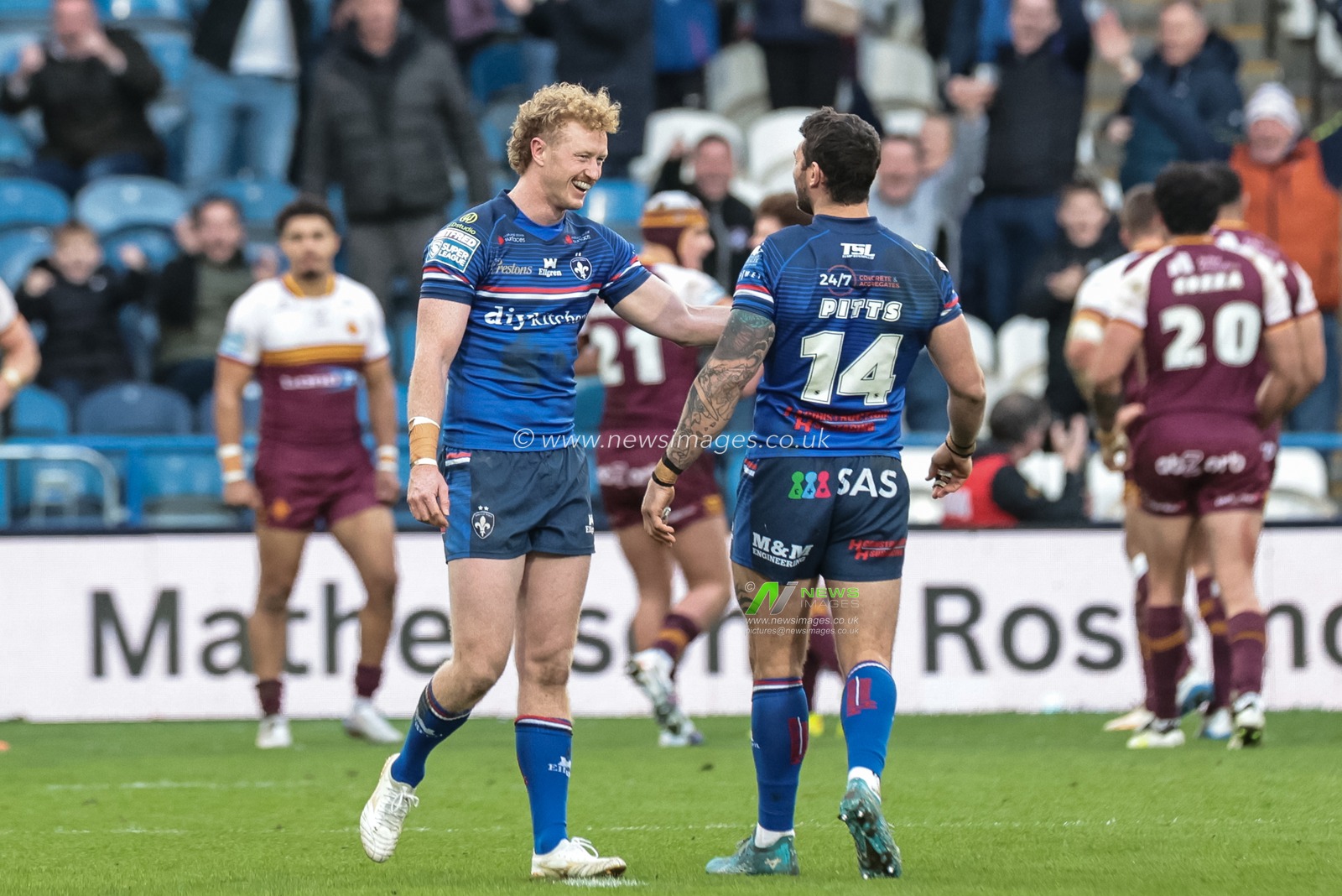 Lachlan Walmsley of Wakefield Trinity celebrates his try after the video judge rules try during the Betfred Super League Round 2 match Huddersfield Giants vs Wakefield Trinity at Accu Stadium, Huddersfield, United Kingdom on 22 February 2026

(Photo by Mark Cosgrove/News Images)