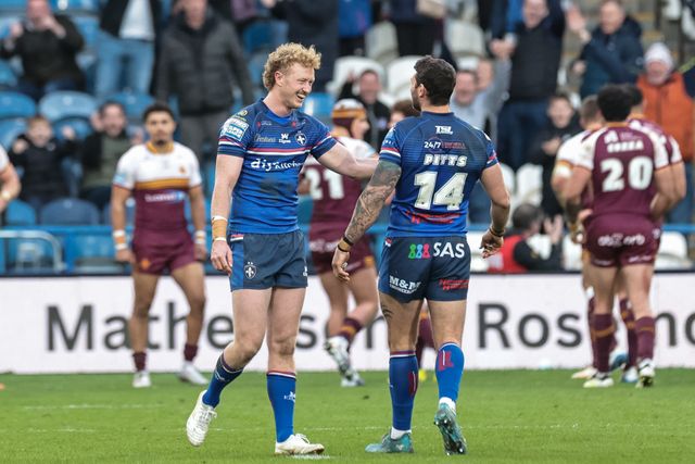 Lachlan Walmsley of Wakefield Trinity celebrates his try after the video judge rules try during the Betfred Super League Round 2 match Huddersfield Giants vs Wakefield Trinity at Accu Stadium, Huddersfield, United Kingdom on 22 February 2026

(Photo by Mark Cosgrove/News Images)