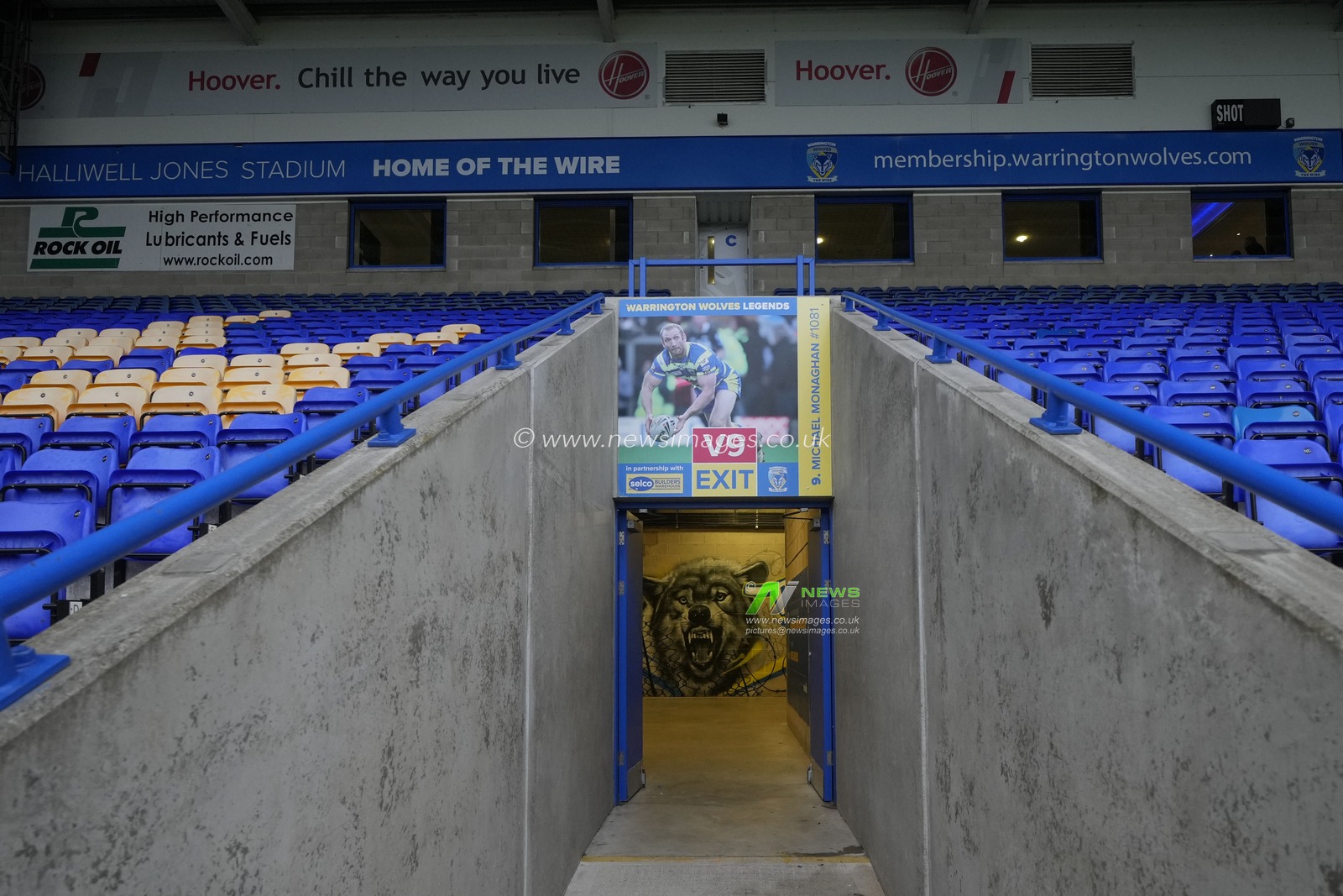 General view of the Halliwell Jones Stadium before the Rugby League Ben Currie Testimonial match Warrington Wolves vs Leigh Leopards at Halliwell Jones Stadium, Warrington, United Kingdom, 4th February 2023

(Photo by Steve Flynn/News Images)