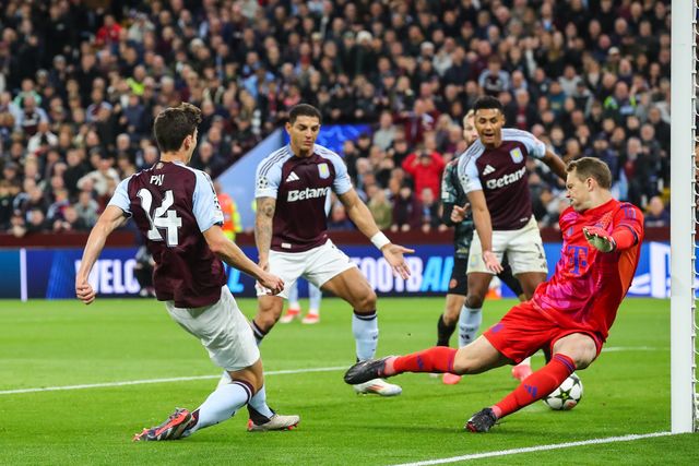 Pau Torres of Aston Villa scores a goal to make it 1-0 which is later ruled out due to offside during the UEFA Champions League League Stage match Aston Villa vs Bayern Munich at Villa Park, Birmingham, United Kingdom, 2nd October 2024

(Photo by Gareth Evans/News Images)