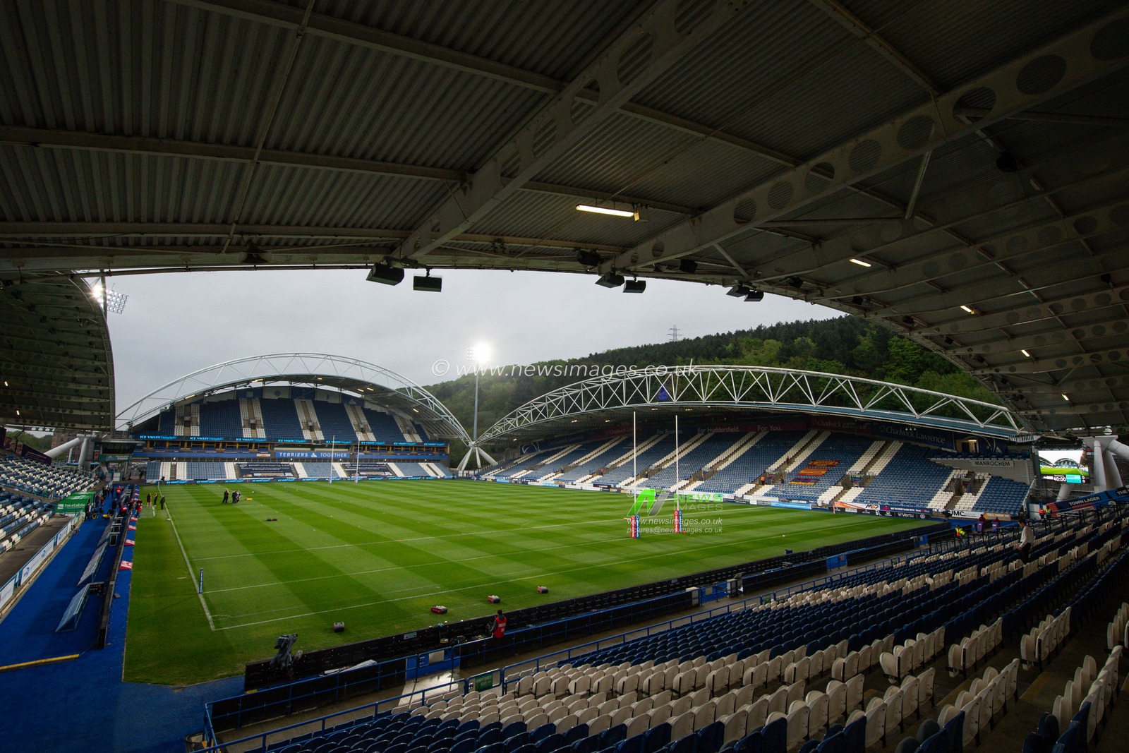 General view of The John Smith's Stadium, Home of Huddersfield Giants during the Betfred Super League Round 10 match Huddersfield Giants vs Salford Red Devils at John Smith's Stadium, Huddersfield, United Kingdom, 3rd May 2024

(Photo by Craig Thomas/News Images)