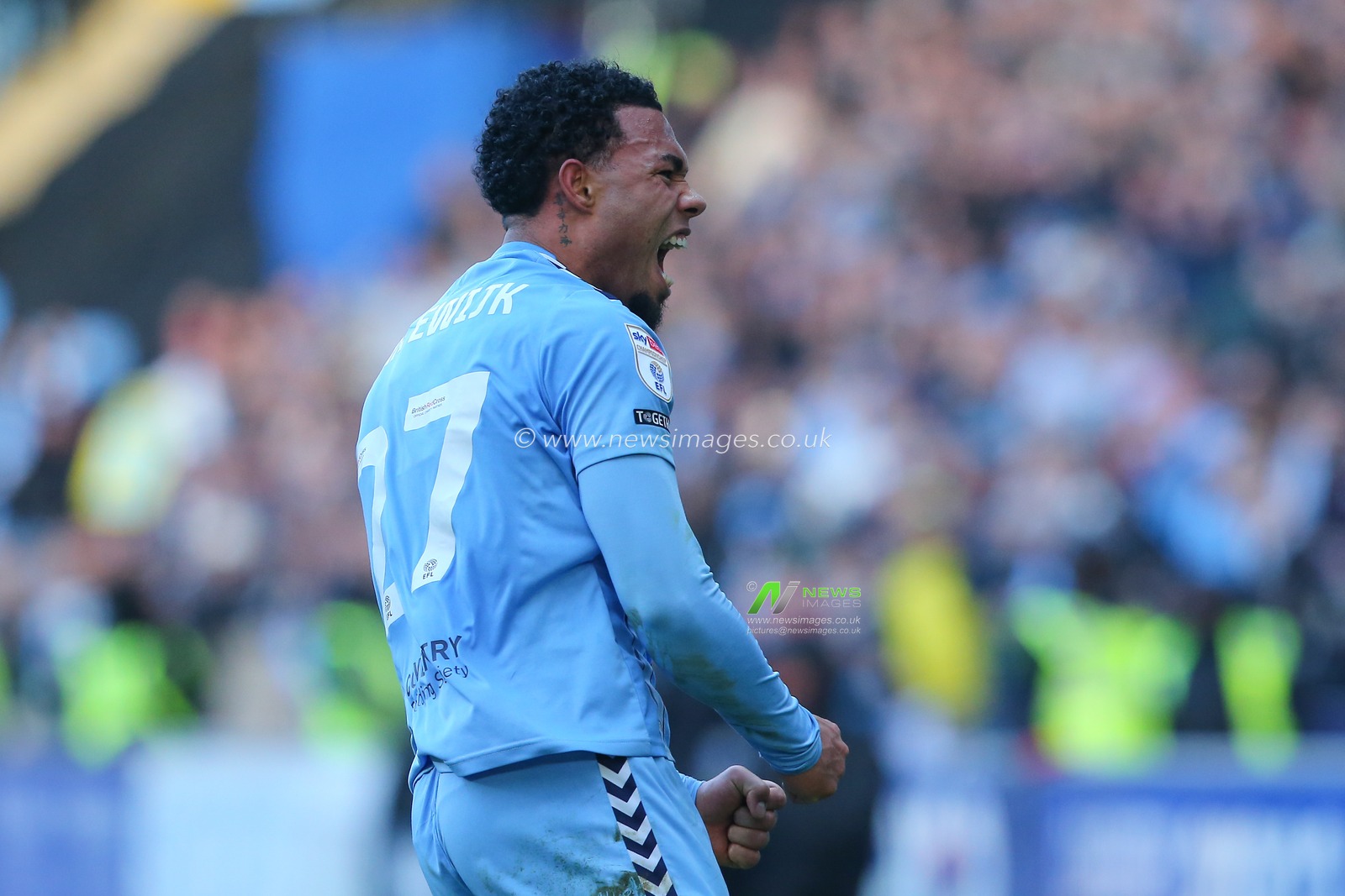 Milan van Ewijk of Coventry City celebrates his teams 3-1 win after the Sky Bet Championship match Coventry City vs Leicester City at Coventry Building Society Arena, Coventry, United Kingdom, 13th January 2024

(Photo by Gareth Evans/News Images)