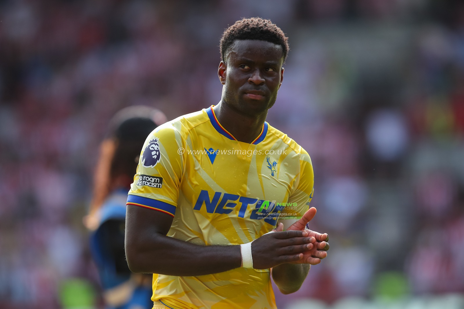 Marc GuÃ©hi of Crystal Palace claps fans at full time during the Premier League match Brentford vs Crystal Palace at The Gtech Community Stadium, London, United Kingdom, 18th August 2024

(Photo by Gareth Evans/News Images)