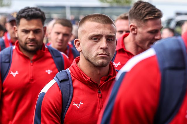 Mikey Lewis of Hull KR arrives during the Betfred Challenge Cup Semi-Finals match Warrington Wolves vs Hull KR at Eco-Power Stadium, Doncaster, United Kingdom on 10 May 2026

(Photo by Alfie Cosgrove/News Images)