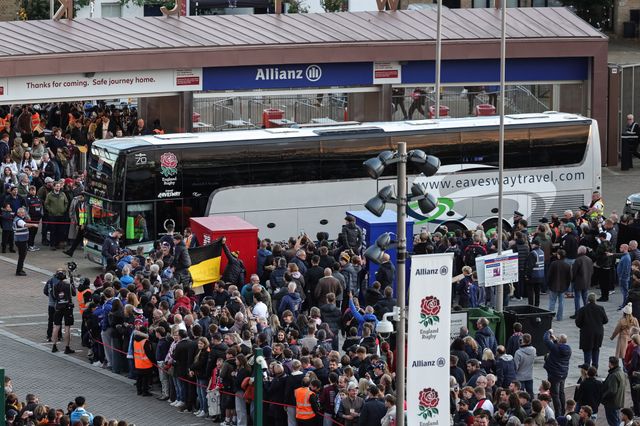 England team coach arrives during the Quilter Nations Series 2025 match England vs Fiji at Allianz Stadium, Twickenham, United Kingdom, 8th November 2025

(Photo by Mark Cosgrove/News Images)

*** GER AUT SUI OUT ***