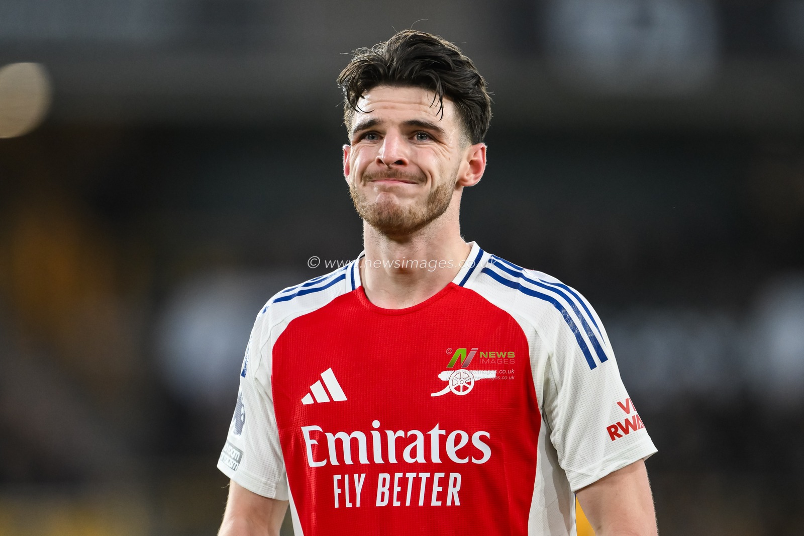 Declan Rice of Arsenal during the Premier League match Wolverhampton Wanderers vs Arsenal at Molineux, Wolverhampton, United Kingdom, 25th January 2025

(Photo by Craig Thomas/News Images)