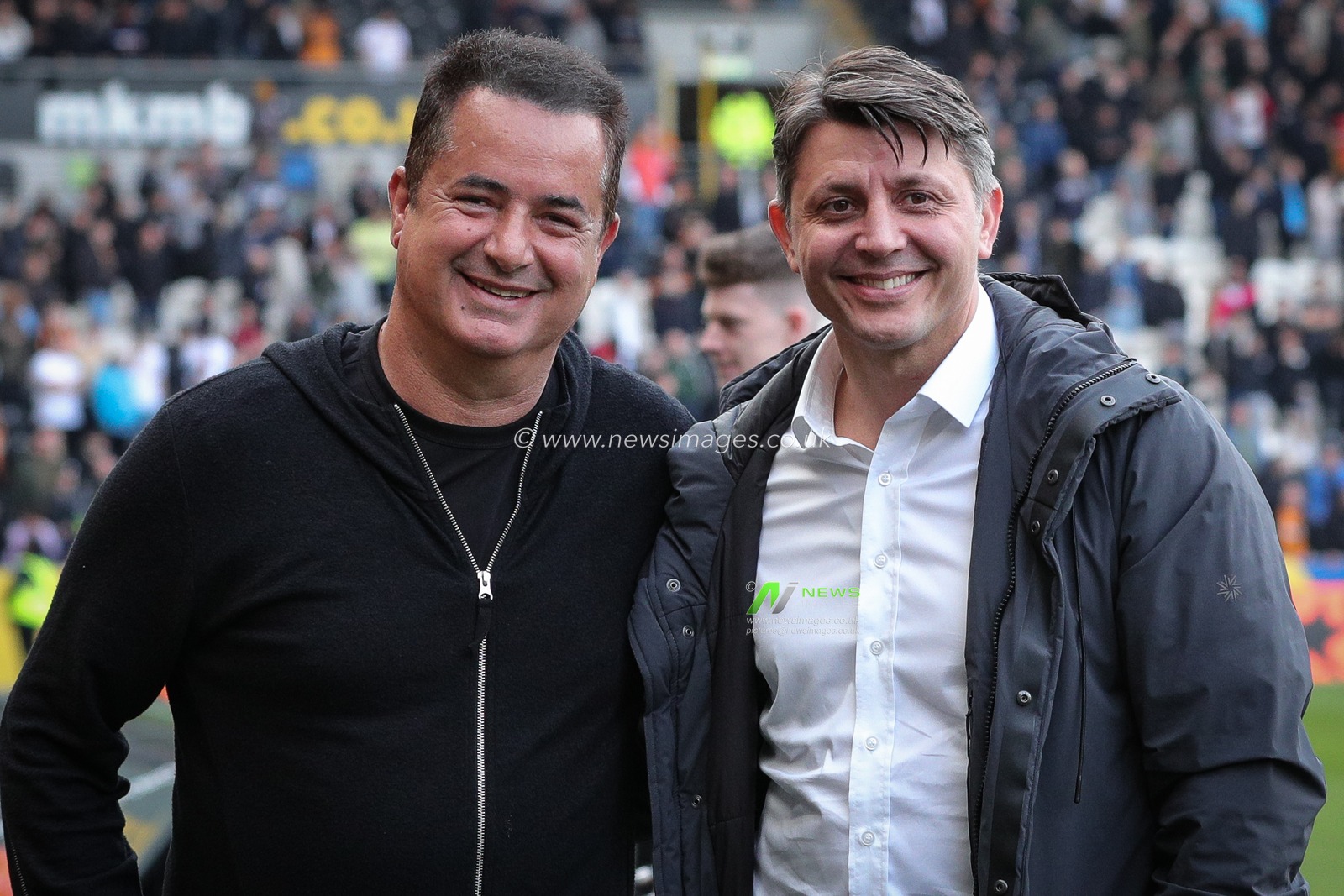 Hull City owner Acun Ilicali and Tan Kesler pose for a picture during the lap of honour after the Sky Bet Championship match Hull City vs Swansea City at MKM Stadium, Hull, United Kingdom, 29th April 2023

(Photo by James Heaton/News Images)